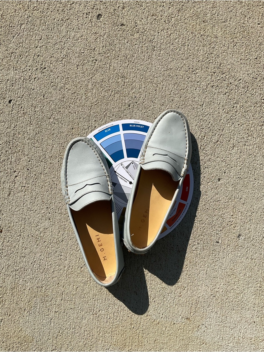 M Gemi Pastoso Rain Blue Pebbled Leather Driving Loafers Size 38.5